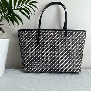 TORY BURCH GEO LOGO TOP ZIP TOTE